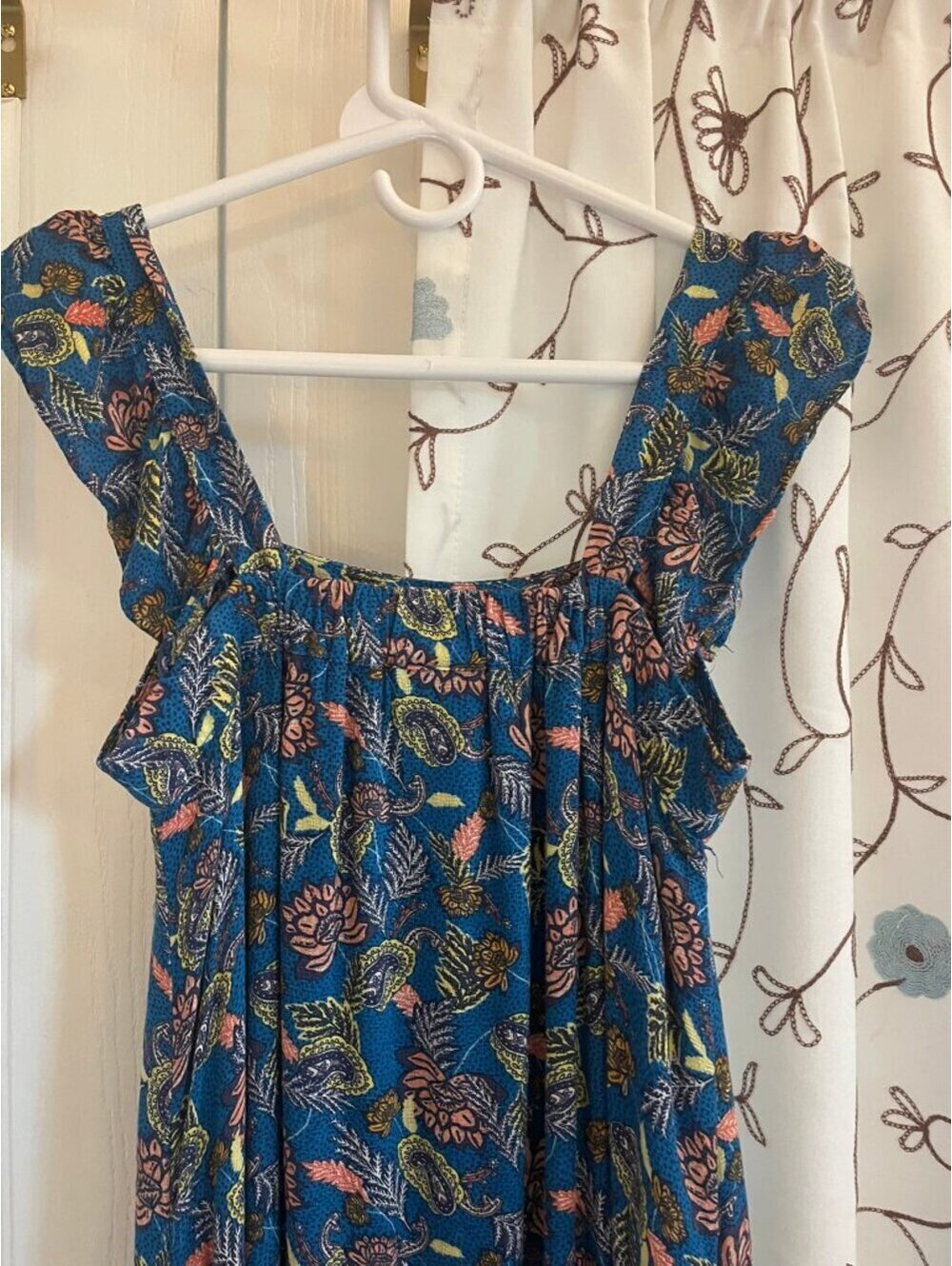 NWOT | Knox Rose | XS | Blue Floral Paisley Tiered Midi Dress - Picture 7 of 8